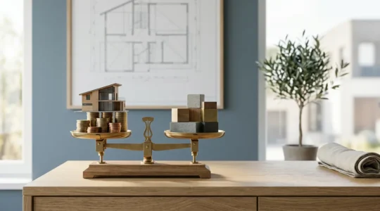 Concept visuel représentant l'optimisation financière pour l'achat immobilier avec stratégies d'emprunt