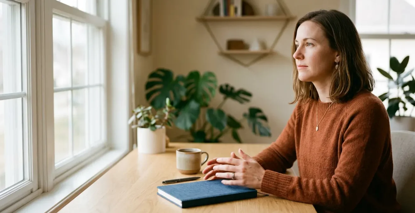 Personne organisant ses finances personnelles avec concentration et détermination dans un environnement lumineux