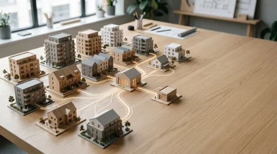 Visualisation conceptuelle de la gestion des flux financiers d'un portefeuille immobilier locatif