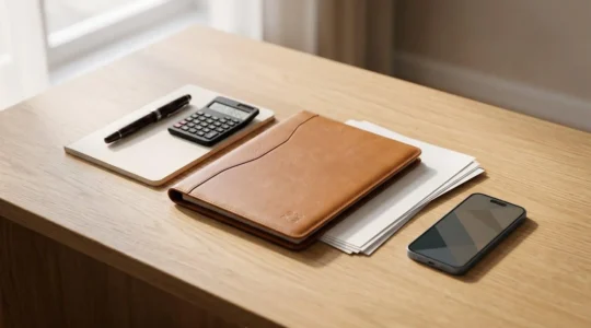 Professionnel indépendant organisant sa protection financière avec documents de prévoyance