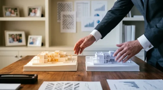 Scène conceptuelle illustrant le choix stratégique entre deux régimes fiscaux pour une SCI familiale