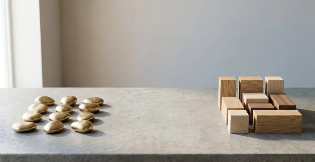 Scène minimaliste illustrant la diversification d'actifs et leur décorrélation en période de volatilité